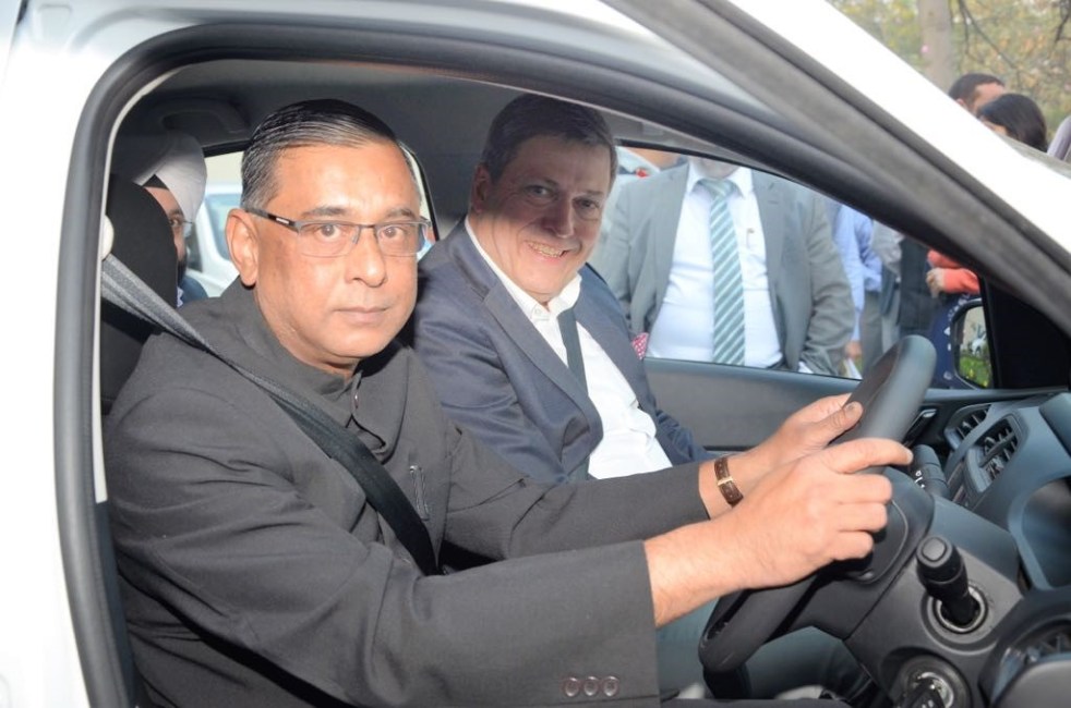 MD EESL test driving the TIGOR EV accompanied by MD TML