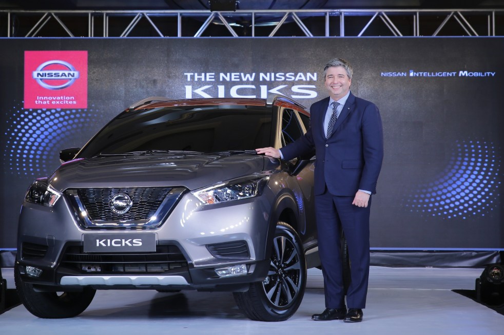 Thomas Kuehl, President, Nissan India Operations at the exterior unveil of the new Nissan KICKS in Mumbai today
