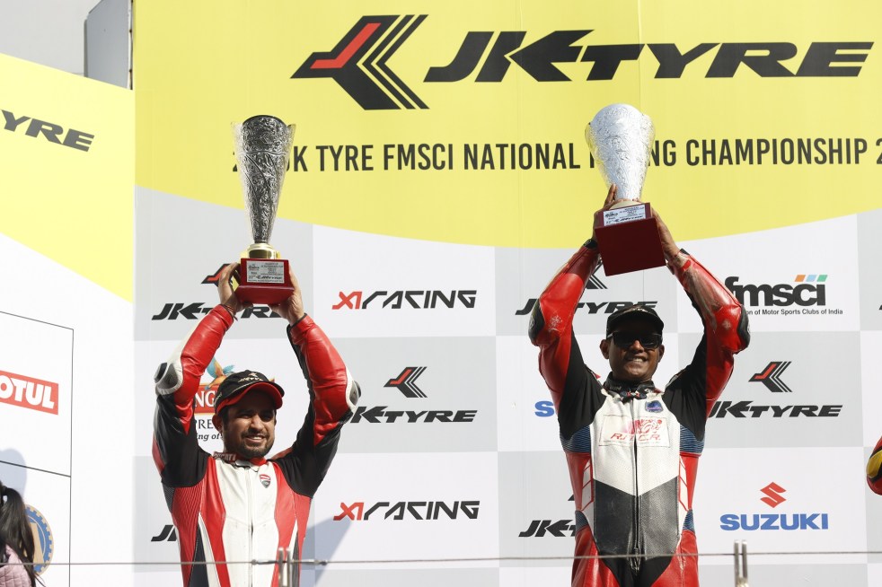 Ducati India’s Rajini Krishnan and Dilip Lalwani bagged 1st &amp; 2nd position at JK Tyre FMSCI Indian National Racing Championship 2019- Race 2 on Panigale V4